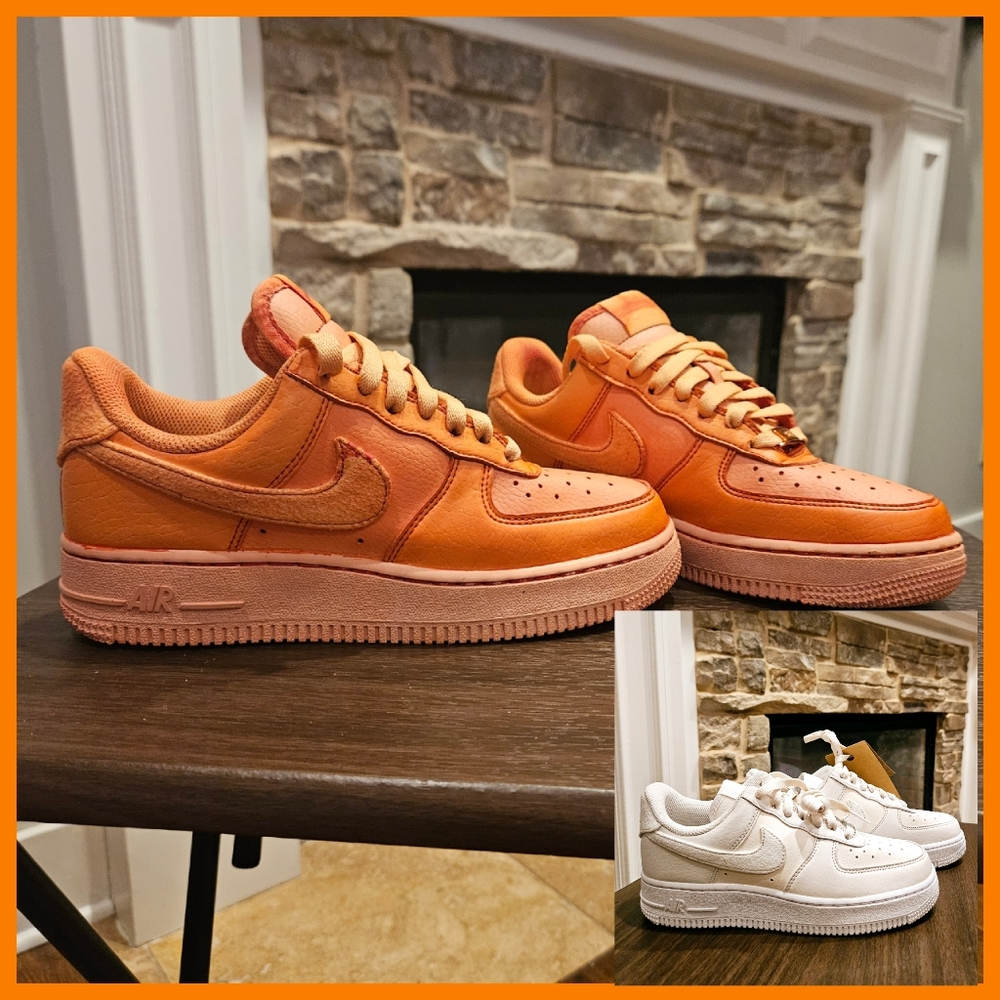 Custom NIKE Air Force 1 Next Nature “Coconut Milk”/ Apricot Orange Sz 6